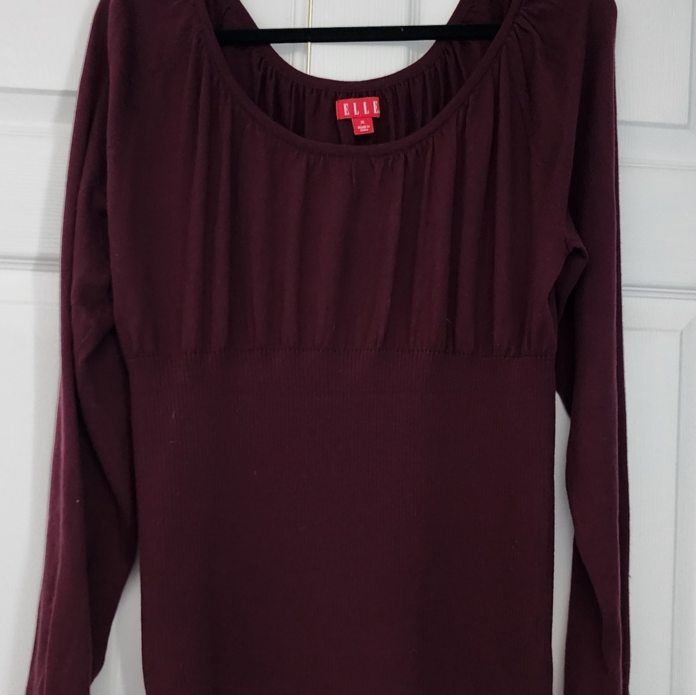 Vintage burgandy purple shop neck top sz XL Elle